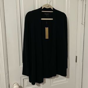 NWT Donna Karan Black Cashmere Open Sweater, Size XS